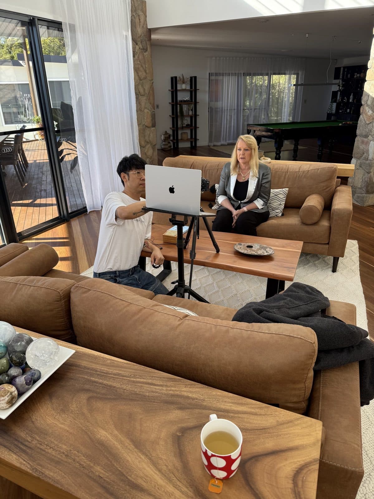 Founder interview on set