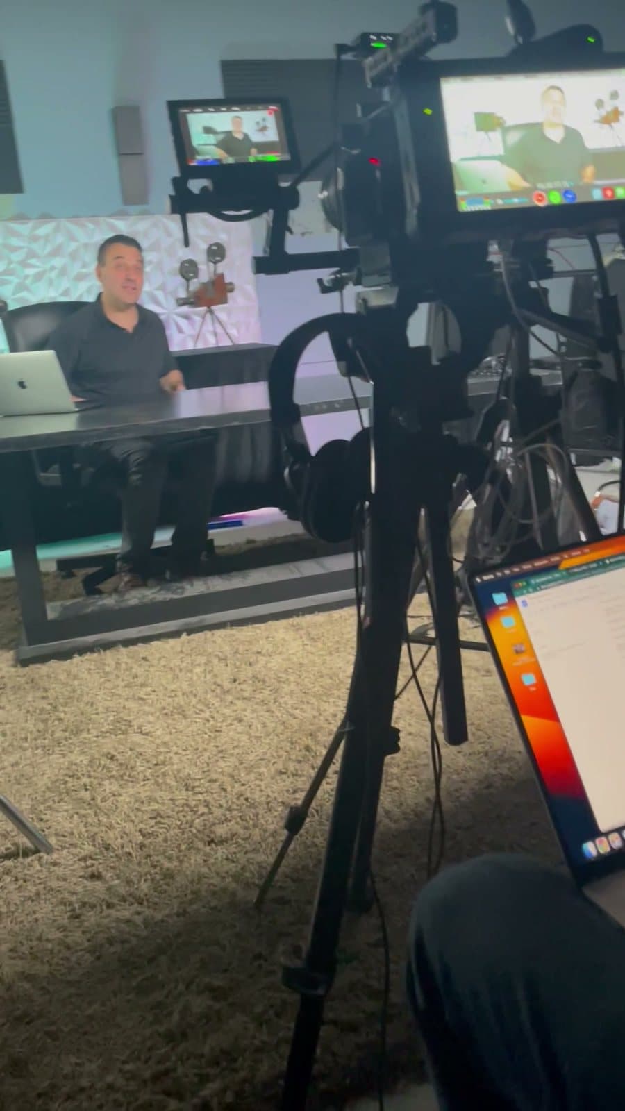 James on set producing a client ad
