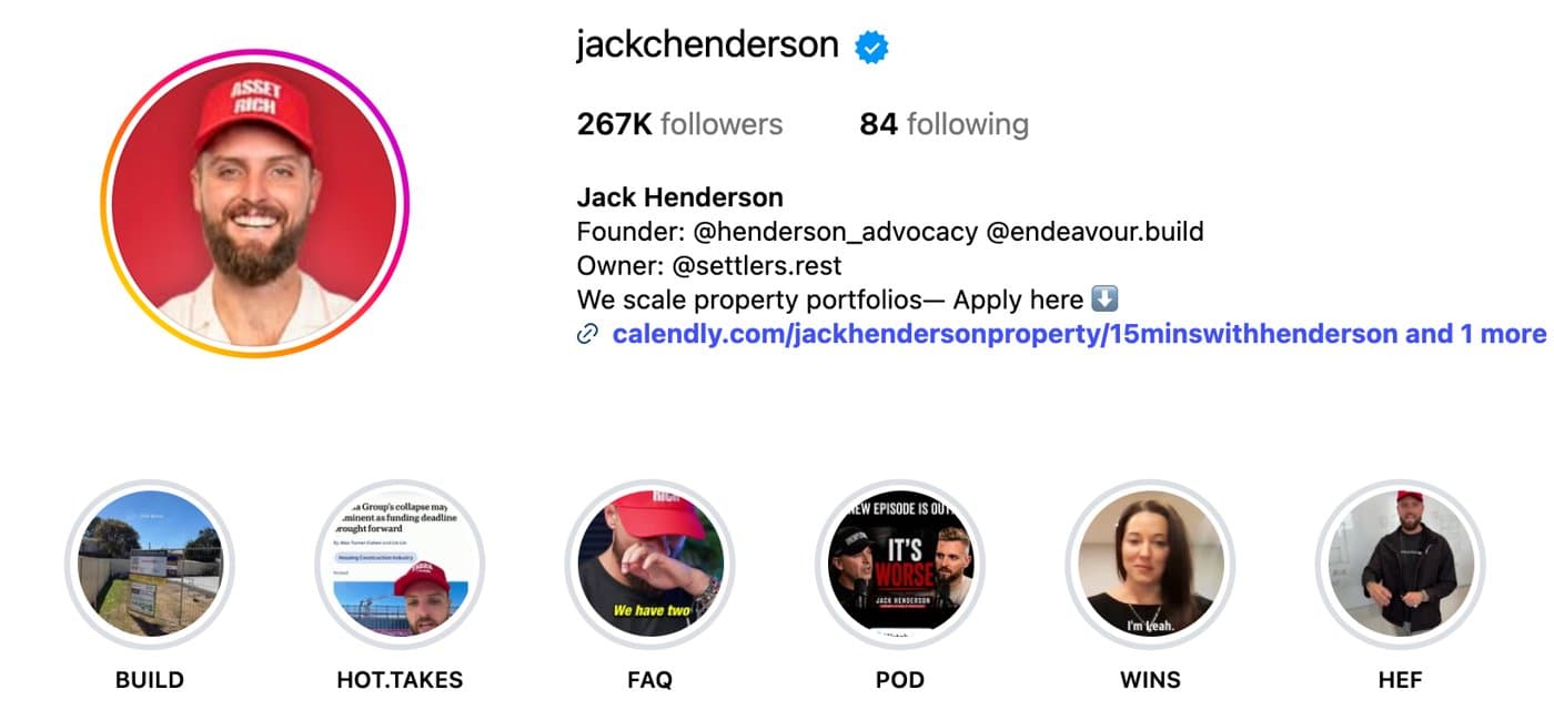 Jack Henderson on Instagram, 267K followers