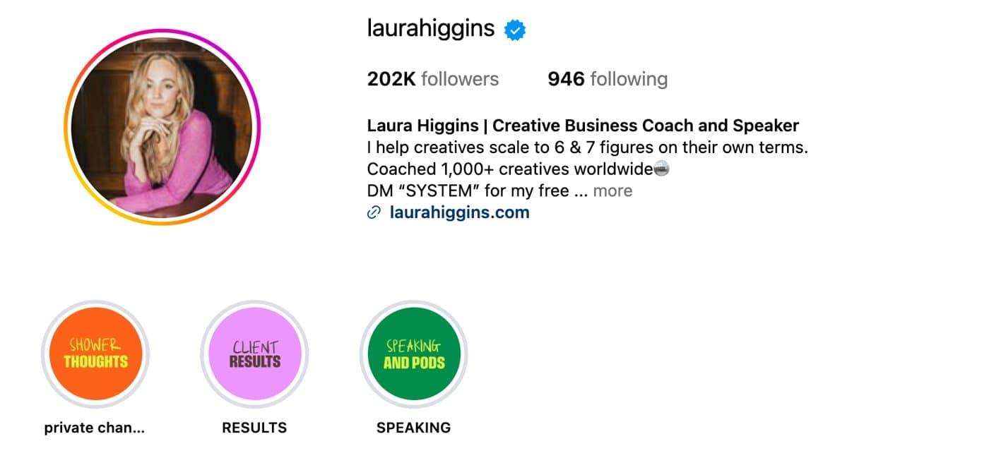 Laura Higgins on Instagram, 202K followers