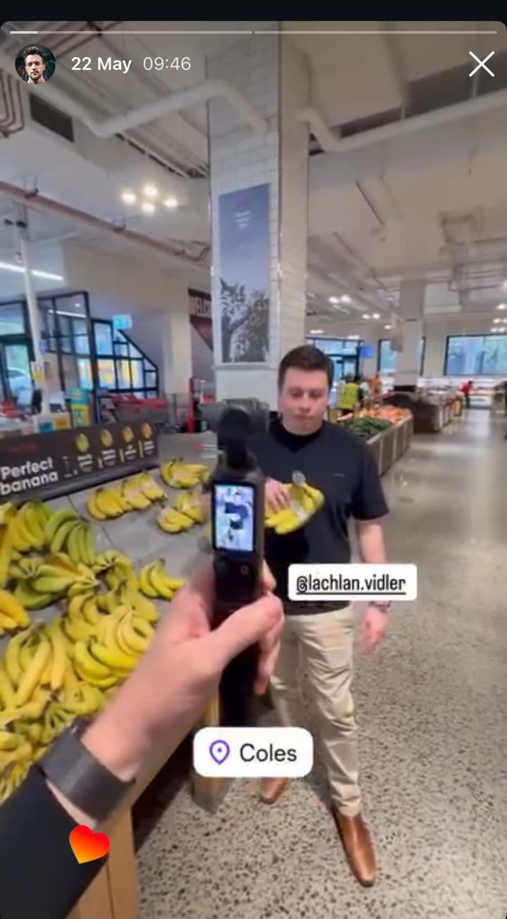 Instagram story from James Hepburn