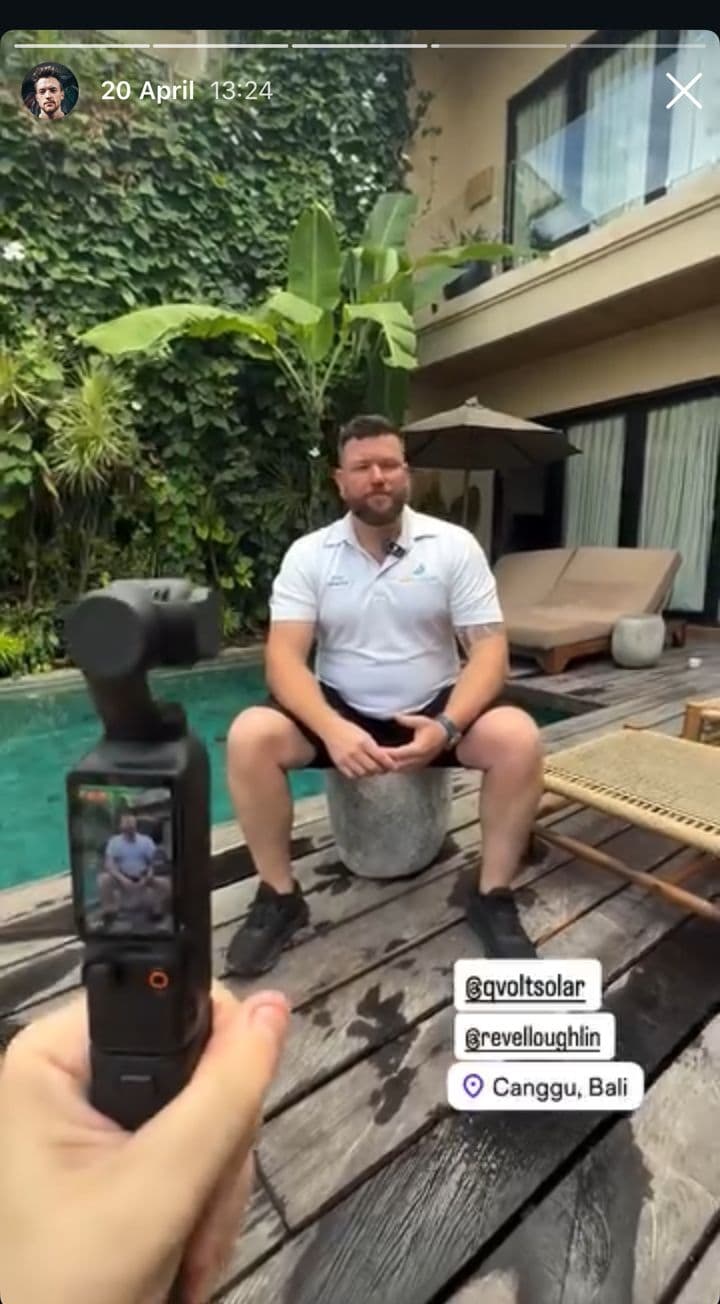 Instagram story from James Hepburn