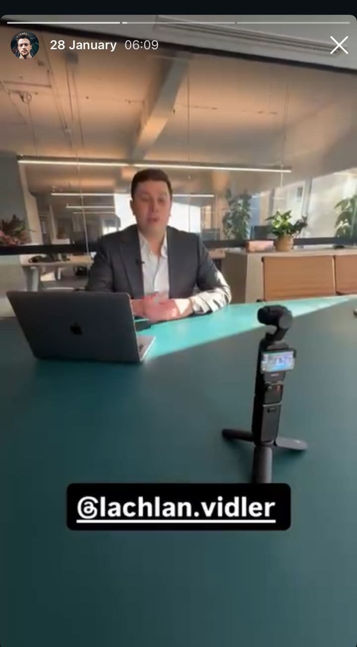 Instagram story from James Hepburn