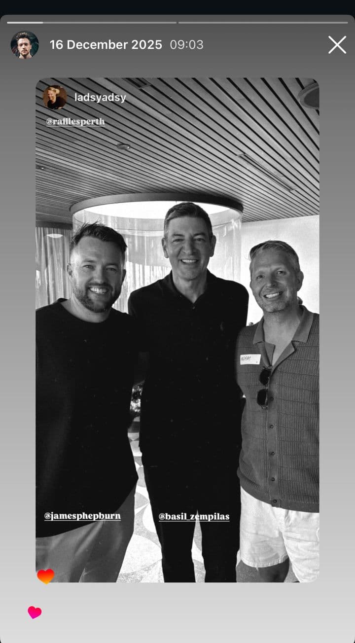 Instagram story from James Hepburn
