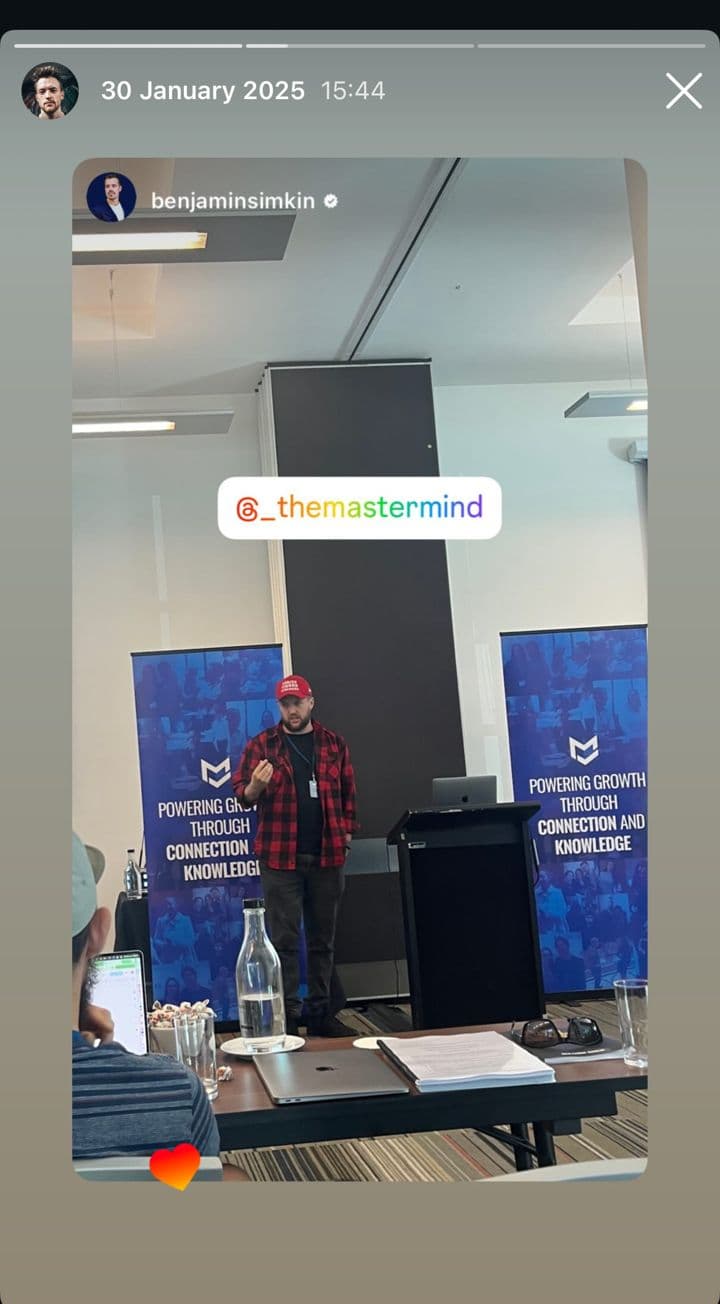 Instagram story from James Hepburn